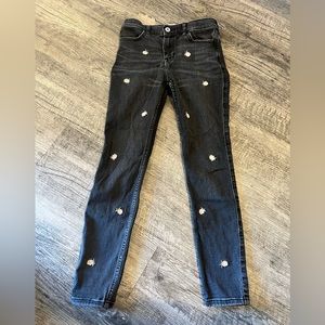 Abercrombie kids flower embroidered black high rise jean legging
